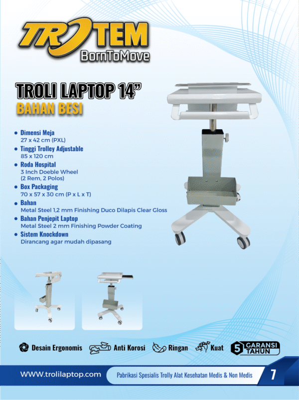 Troli Laptop 14 Inch Besi
