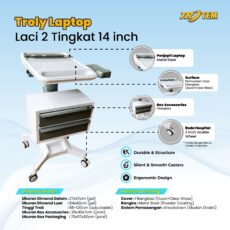 Troli Laptop Laci 2 Tingkat Hospital & Office Trolley by Trotem