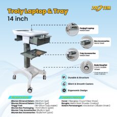 Troli Laptop Laci dan Tray Hospital & Office Trolley by Trotem