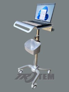 Troli Laptop Stainless tampak depan kanan