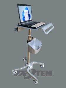Troli Laptop Stainless tampak depan kiri