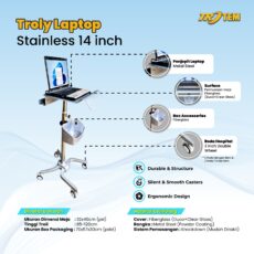 Troli Laptop Stainless Hospital & Office Trolley by Trotem