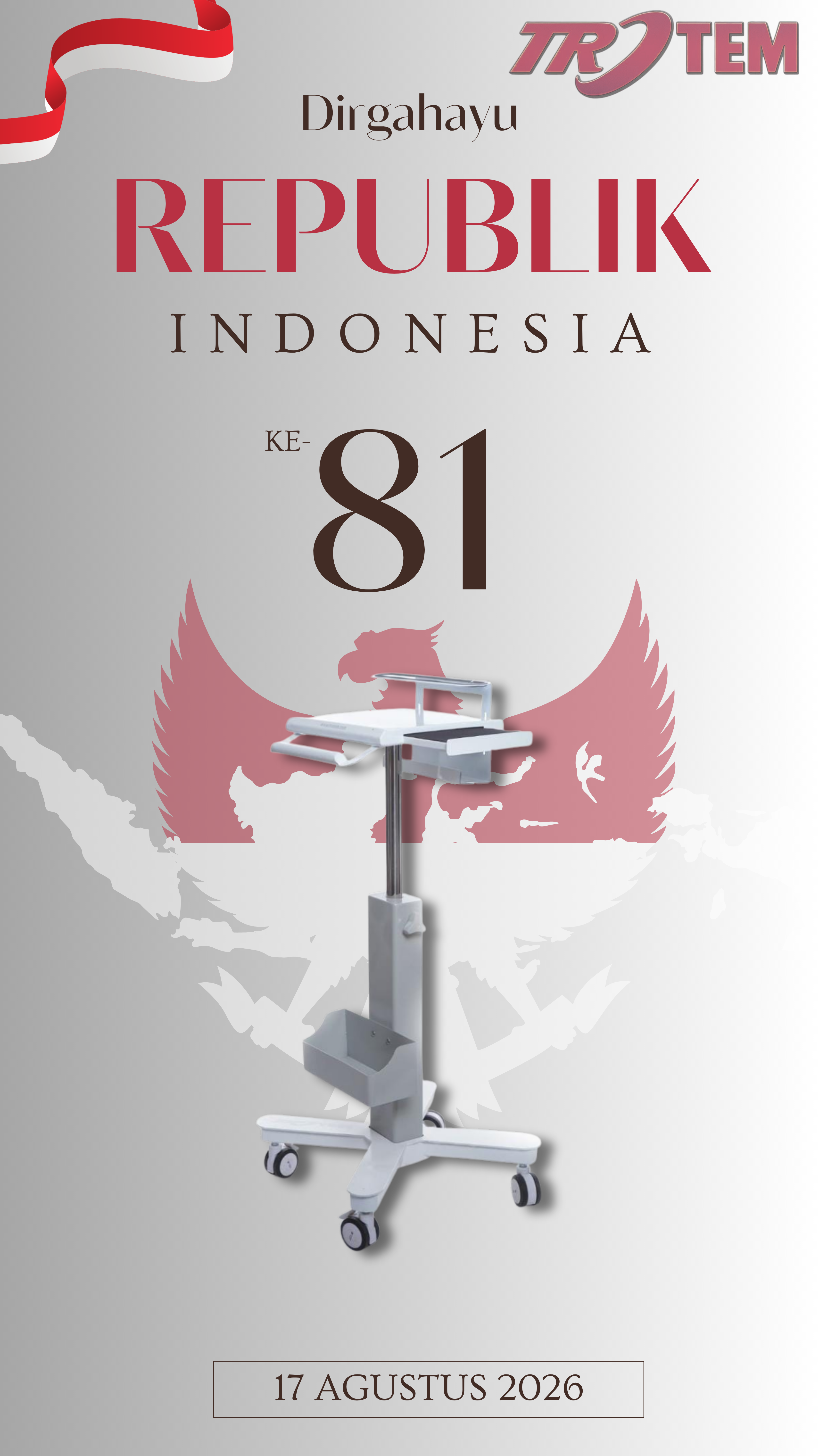 Poster troli laptop TR14 dengan tema kemerdekaan indonesia